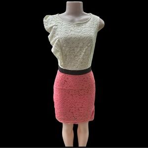 Lilly Pulitzer Delila Dress Race For Lace Metallic Pink White Colorblock Size 6
